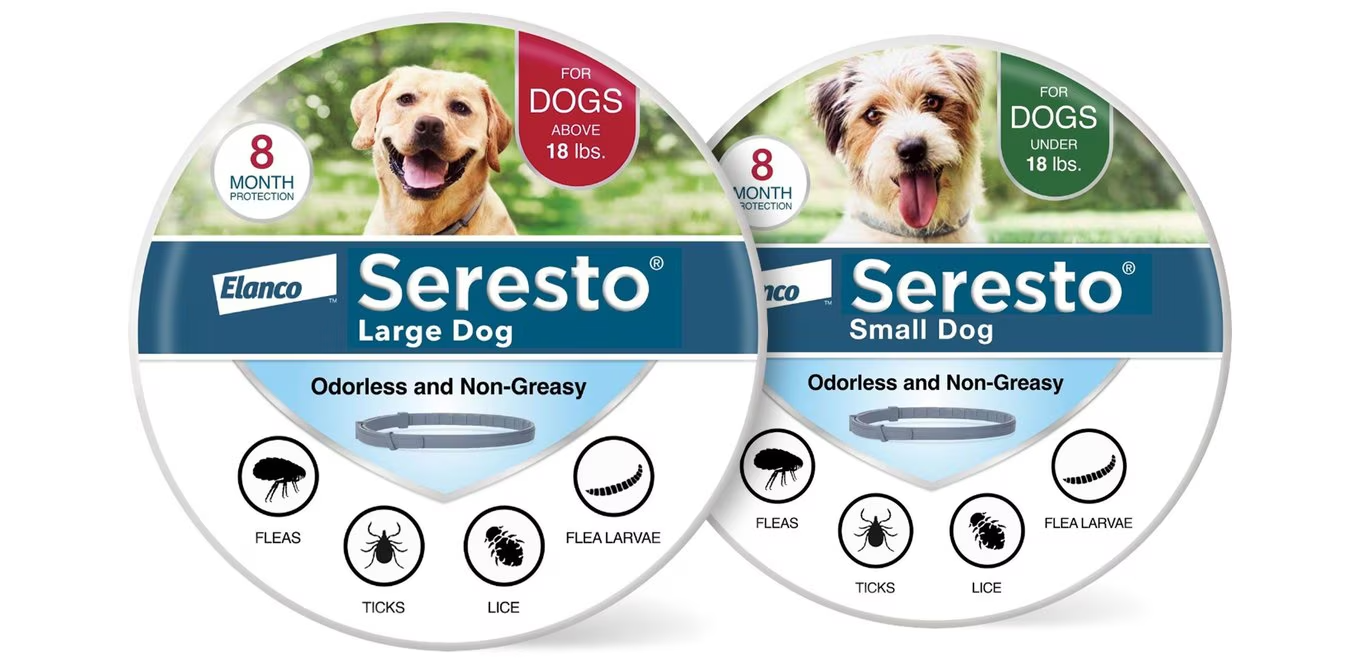 Seresto Flea & Tick Collar for Dogs, over 18-lbs,2 Collars(16-mos. supply)