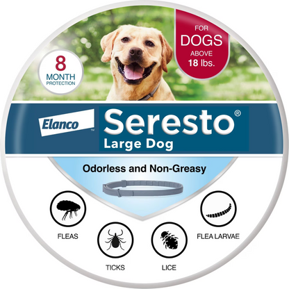 Seresto Flea & Tick Collar for Dogs, over 18-lbs,2 Collars(16-mos. supply)