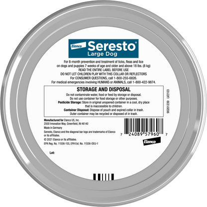 Seresto Flea & Tick Collar for Dogs, over 18-lbs,2 Collars(16-mos. supply)