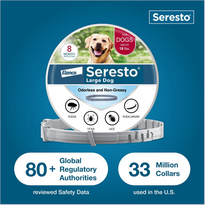 Seresto Flea & Tick Collar for Dogs, over 18-lbs,2 Collars(16-mos. supply)