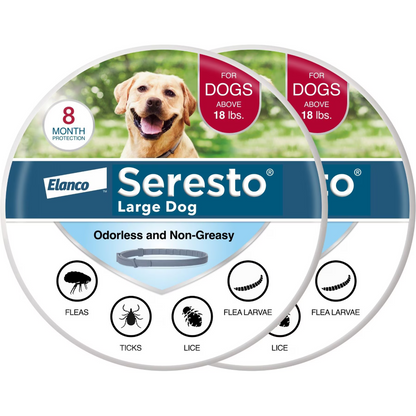 Seresto Flea & Tick Collar for Dogs, over 18-lbs,2 Collars(16-mos. supply)