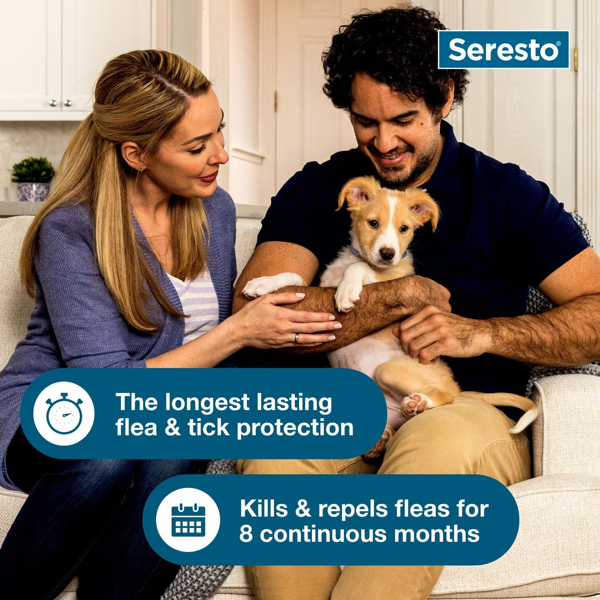 Seresto Flea & Tick Collar for Dogs, over 18-lbs,2 Collars(16-mos. supply)